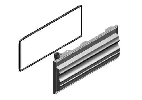BOSCH Kondenswassersammler, bestehend aus einem parallel geschlitzten Gehäuse und einer abnehmbaren Abdeckung, zur effektiven Sammlung von Kondenswasser.
